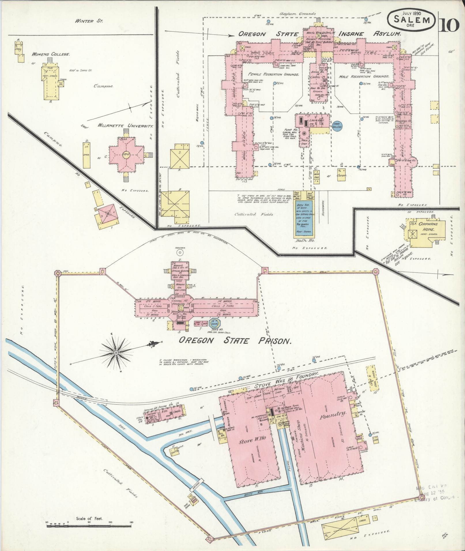 Sanborn Fire Insurance Map from Salem, Marion County, Oregon (1890), Sheet #0010 - Historic Sanborn Fire Insurance Map Print, vintage old map wall art, antique decor, genealogy gift, Oregon Oregon map