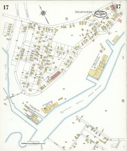 Sanborn Fire Insurance Map from Salisbury, Wicomico County, Maryland (1923), Sheet #0017 - Complete Map Set gallery image, historic Sanborn map, vintage wall art, Maryland Maryland