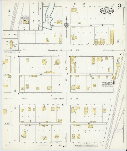 Sanborn Fire Insurance Map from Pond Creek, Grant County, Oklahoma (1916), Sheet #0003 - Historic Sanborn Fire Insurance Map Print, vintage old map wall art, antique decor, genealogy gift, Oklahoma Oklahoma map