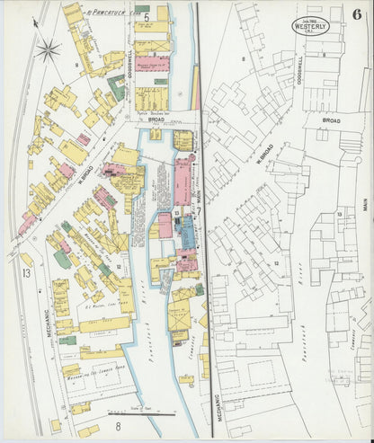Sanborn Fire Insurance Map from Westerly, Washington County, Rhode Island (1902), Sheet #0006 - Complete Map Set gallery image, historic Sanborn map, vintage wall art, Rhode Island Rhode Island