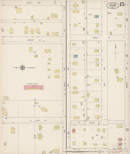 Sanborn Fire Insurance Map from Dinuba, Tulare County, California (1920), Sheet #0015 - Complete Map Set gallery image, historic Sanborn map, vintage wall art, California California