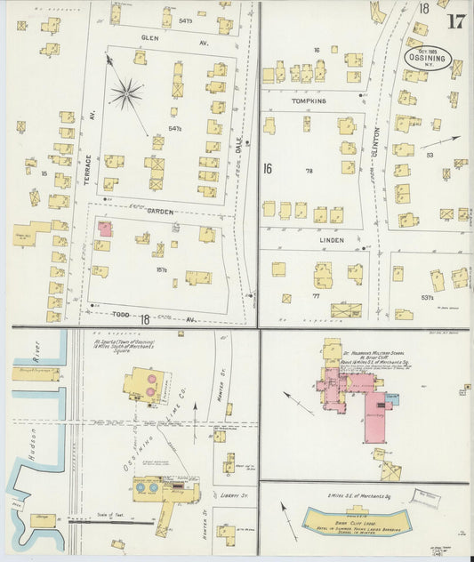 Sanborn Fire Insurance Map from Ossining, Westchester County, New York (1903), Sheet #0017 - Historic Sanborn Fire Insurance Map Print, vintage old map wall art, antique decor, genealogy gift, New York New York map