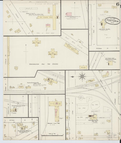 Sanborn Fire Insurance Map from Fostoria, Seneca, Hancock, And Wood Counties, Ohio (1887), Sheet #0006 - Historic Sanborn Fire Insurance Map Print, vintage old map wall art, antique decor, genealogy gift, Ohio Ohio map