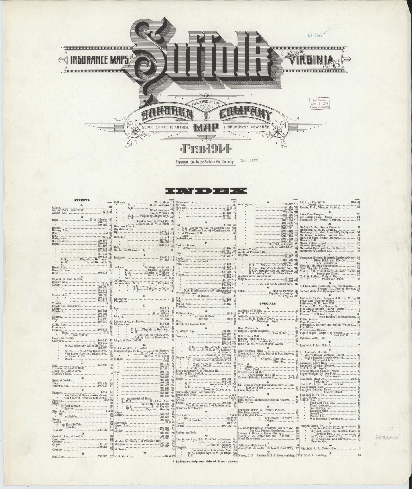Sanborn Fire Insurance Map from Suffolk, Independent Cities, Virginia. (1914) – Historic Sanborn Fire Insurance Map Print