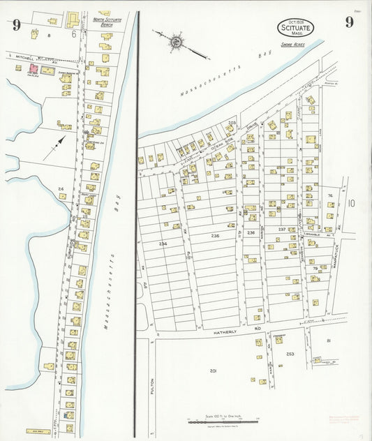 Sanborn Fire Insurance Map from Scituate, Plymouth County, Massachusetts (1926), Sheet #0009 - Historic Sanborn Fire Insurance Map Print, vintage old map wall art, antique decor, genealogy gift, Massachusetts Massachusetts map