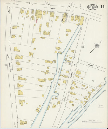 Sanborn Fire Insurance Map from Bay Shore, Suffolk County, New York (1915), Sheet #0011 - Complete Map Set gallery image, historic Sanborn map, vintage wall art, New York New York