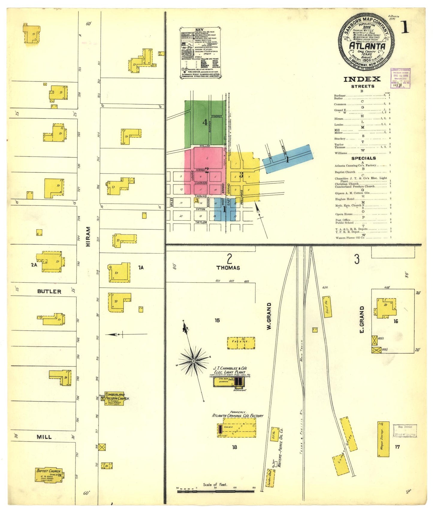 Sanborn Fire Insurance Map from Atlanta, Cass County, Texas. (1906) – Historic Sanborn Fire Insurance Map Print