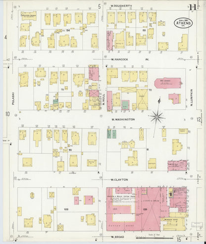 Sanborn Fire Insurance Map from Athens, Clarke County, Georgia (1908), Sheet #0011 - Complete Map Set gallery image, historic Sanborn map, vintage wall art, Georgia Georgia