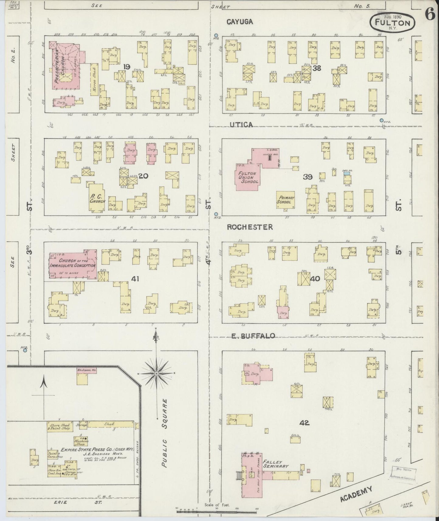 Sanborn Fire Insurance Map from Fulton, Oswego County, New York (1890), Sheet #0006 - Complete Map Set gallery image, historic Sanborn map, vintage wall art, New York New York