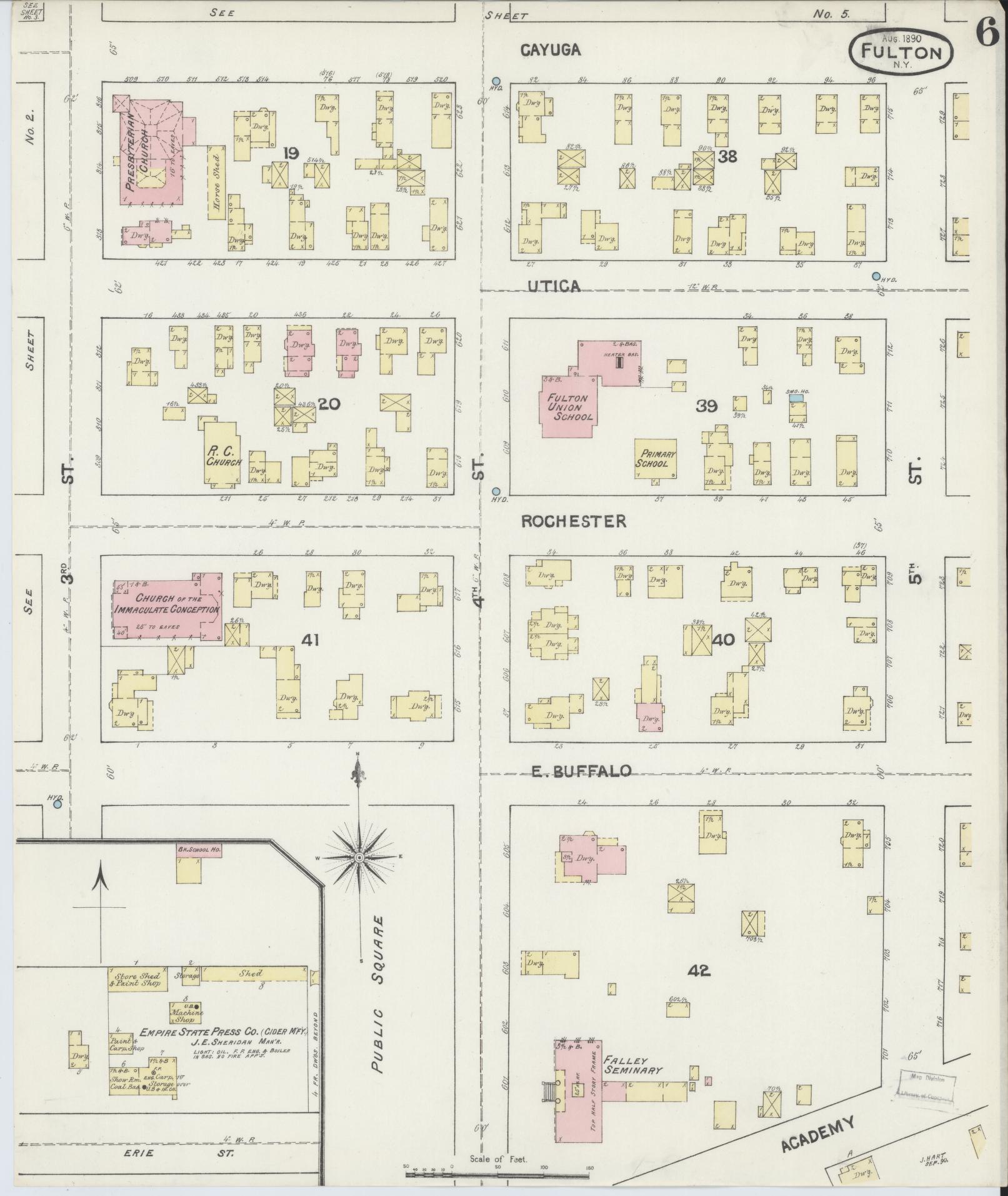 Sanborn Fire Insurance Map from Fulton, Oswego County, New York (1890), Sheet #0006 - Complete Map Set gallery image, historic Sanborn map, vintage wall art, New York New York