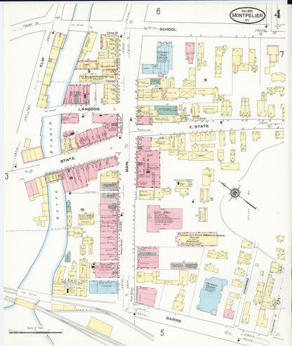 Sanborn Fire Insurance Map from Montpelier, Washington County, Vermont (1909), Sheet #0004 - Complete Map Set gallery image, historic Sanborn map, vintage wall art, Vermont Vermont