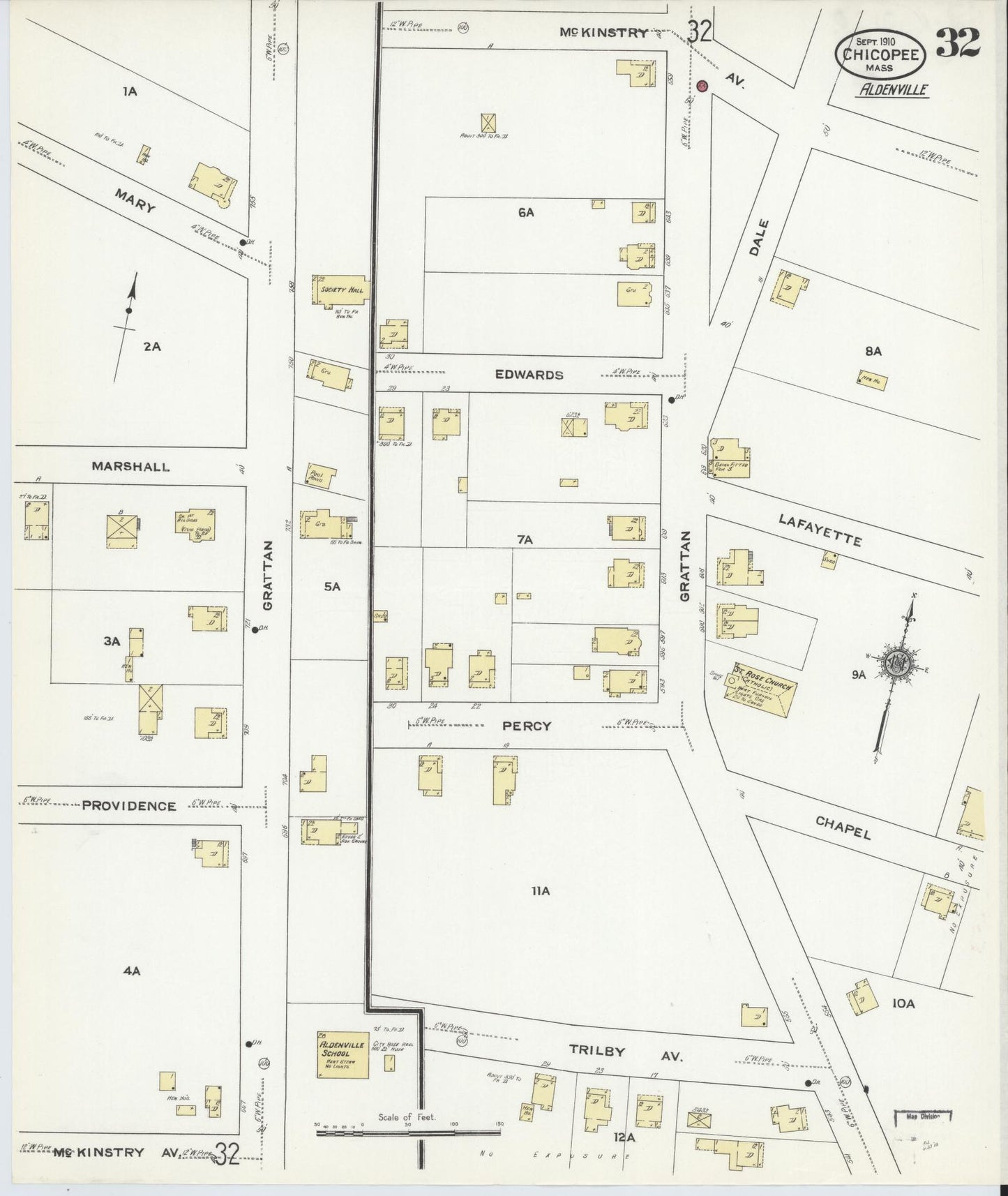 Sanborn Fire Insurance Map from Chicopee, Hampden County, Massachusetts (1910), Sheet #0032 - Complete Map Set gallery image, historic Sanborn map, vintage wall art, Massachusetts Massachusetts