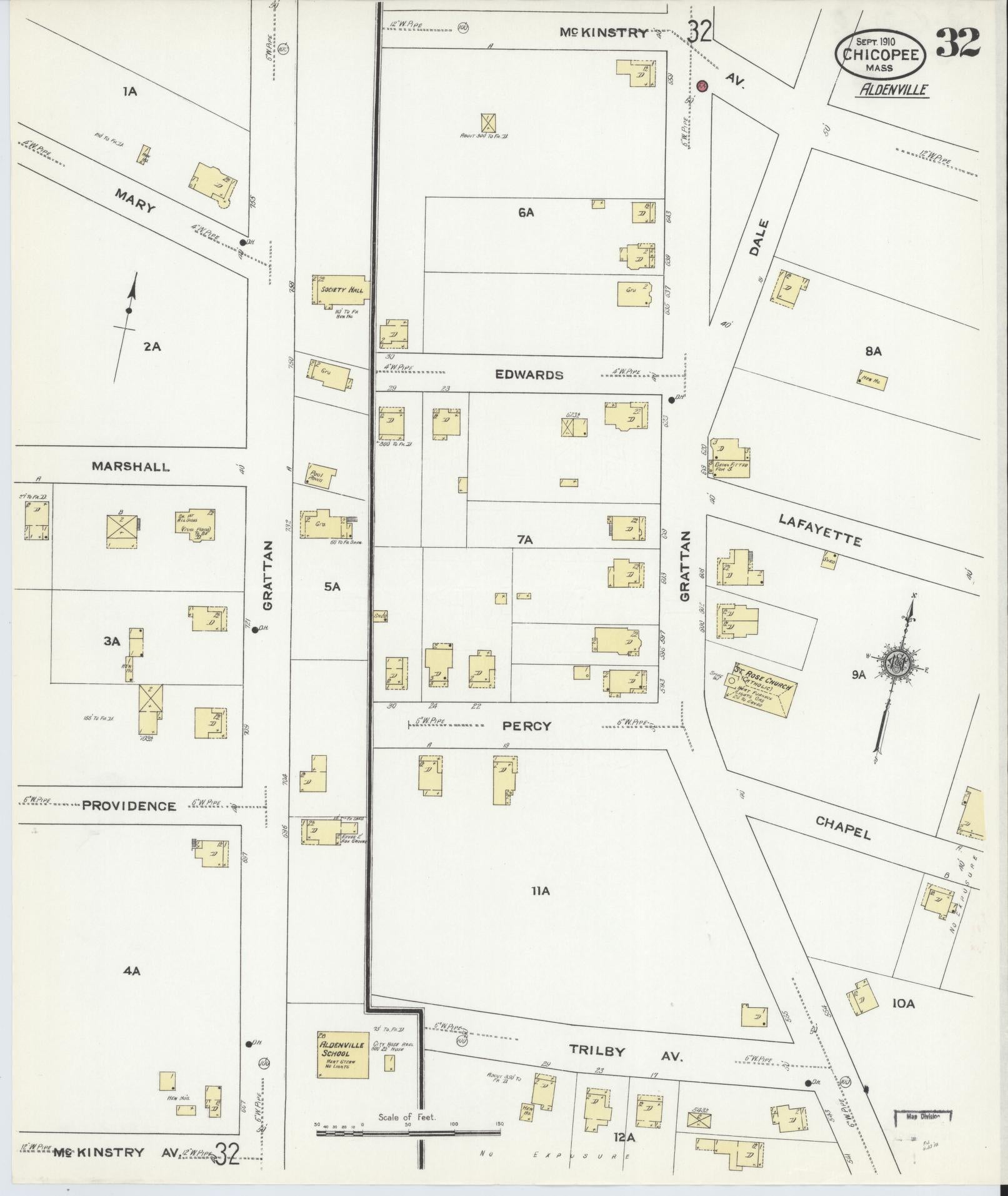 Sanborn Fire Insurance Map from Chicopee, Hampden County, Massachusetts (1910), Sheet #0032 - Complete Map Set gallery image, historic Sanborn map, vintage wall art, Massachusetts Massachusetts