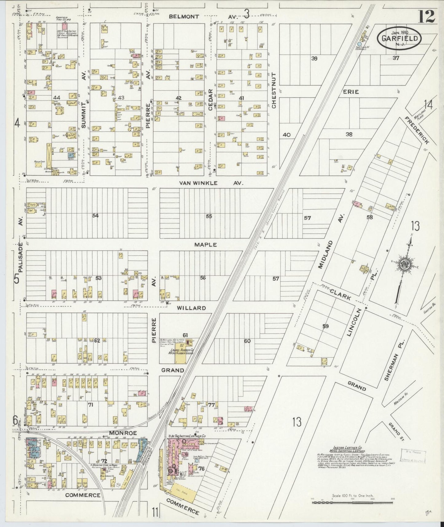 Sanborn Fire Insurance Map from Garfield, Bergen County, New Jersey (1910), Sheet #0012 - Complete Map Set gallery image, historic Sanborn map, vintage wall art, New Jersey New Jersey