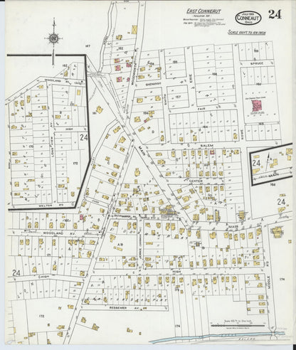 Sanborn Fire Insurance Map from Conneaut, Ashtabula County, Ohio (1919), Sheet #0024 - Historic Sanborn Fire Insurance Map Print, vintage old map wall art, antique decor, genealogy gift, Ohio Ohio map