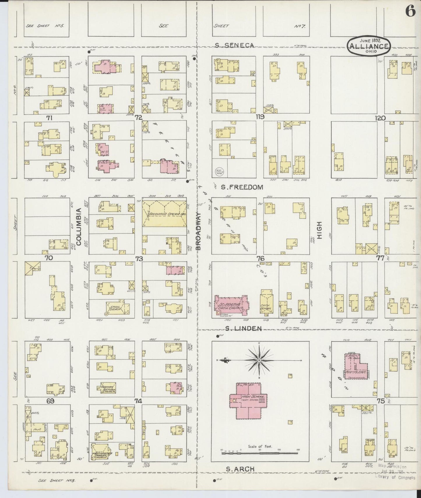 Sanborn Fire Insurance Map from Alliance, Stark County, Ohio (1892), Sheet #0006 - Complete Map Set gallery image, historic Sanborn map, vintage wall art, Ohio Ohio