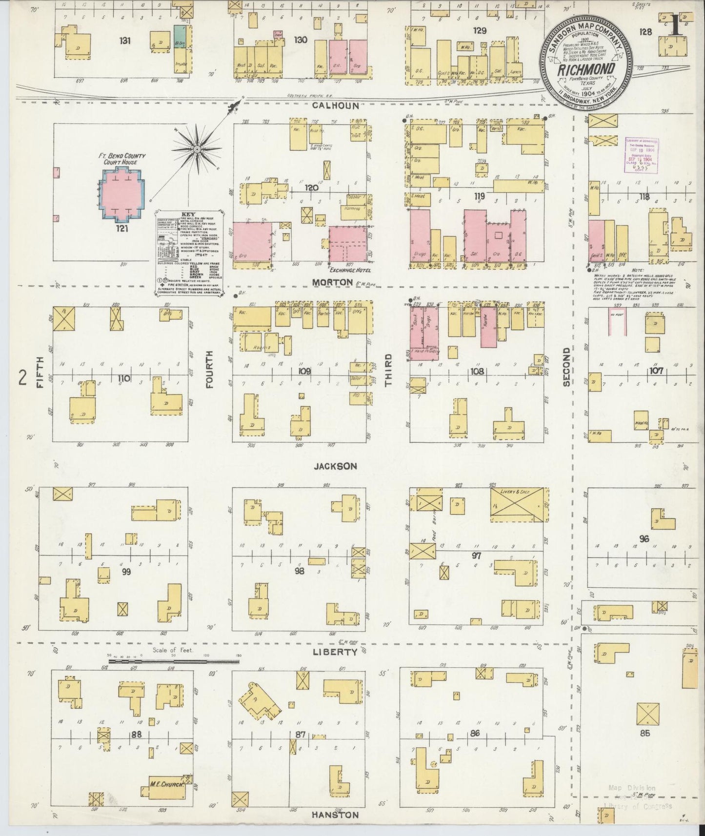 Sanborn Fire Insurance Map from Richmond, Fort Bend County, Texas. (1904) – Historic Sanborn Fire Insurance Map Print
