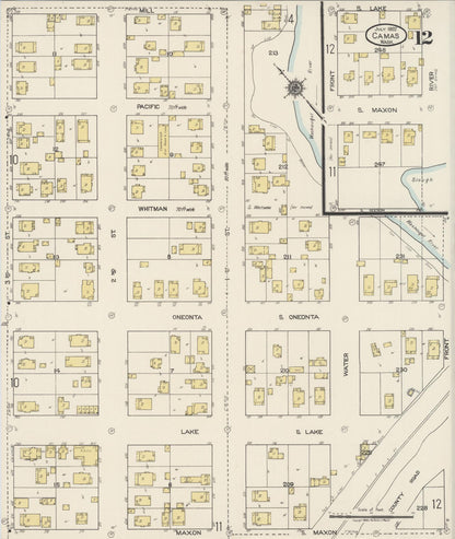 Sanborn Fire Insurance Map from Camas, Clark County, Washington (1922), Sheet #0012 - Complete Map Set gallery image, historic Sanborn map, vintage wall art, Washington Washington