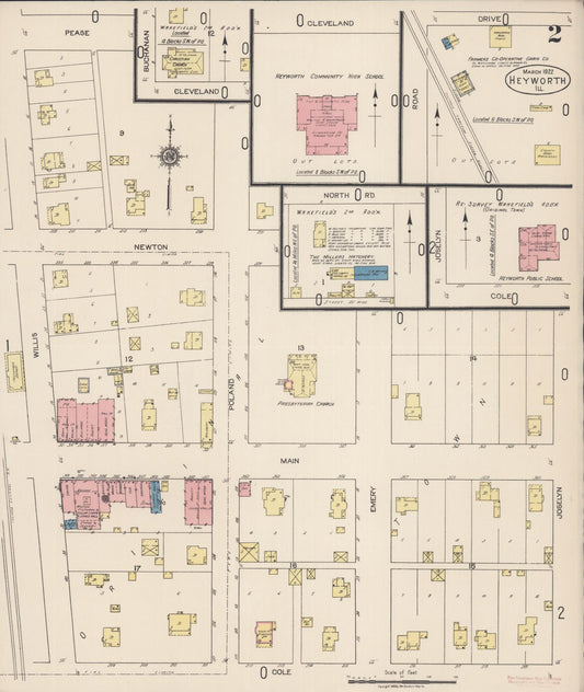 Sanborn Fire Insurance Map from Heyworth, McLean County, Illinois (1922), Sheet #0002 - Historic Sanborn Fire Insurance Map Print, vintage old map wall art, antique decor, genealogy gift, Illinois Illinois map