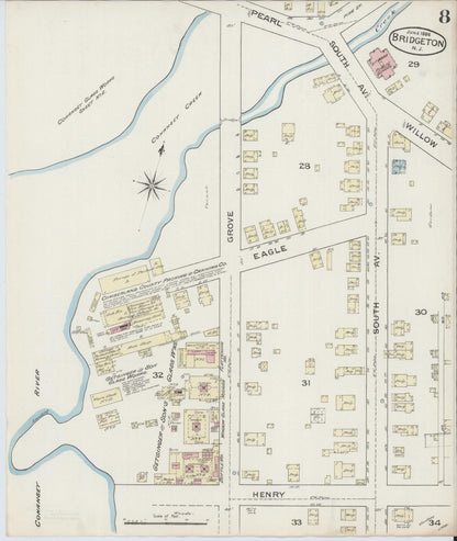 Sanborn Fire Insurance Map from Bridgeton, Cumberland County, New Jersey (1886), Sheet #0008 - Complete Map Set gallery image, historic Sanborn map, vintage wall art, New Jersey New Jersey