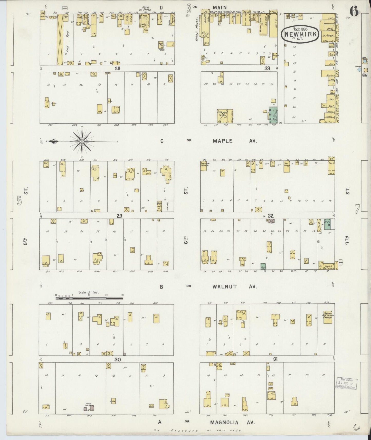 Sanborn Fire Insurance Map from Newkirk, Kay County, Oklahoma (1895), Sheet #0006 - Complete Map Set gallery image, historic Sanborn map, vintage wall art, Oklahoma Oklahoma
