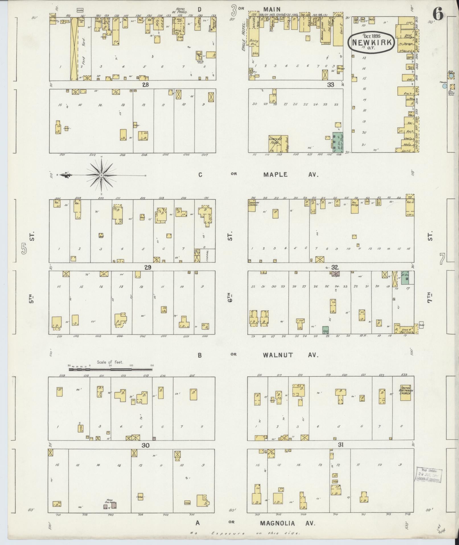 Sanborn Fire Insurance Map from Newkirk, Kay County, Oklahoma (1895), Sheet #0006 - Complete Map Set gallery image, historic Sanborn map, vintage wall art, Oklahoma Oklahoma