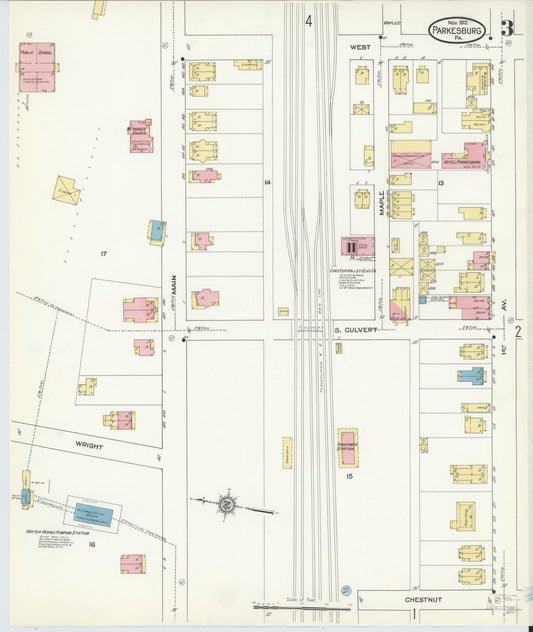 Sanborn Fire Insurance Map from Parkesburg, Chester County, Pennsylvania (1912), Sheet #0003 - Historic Sanborn Fire Insurance Map Print, vintage old map wall art, antique decor, genealogy gift, Pennsylvania Pennsylvania map
