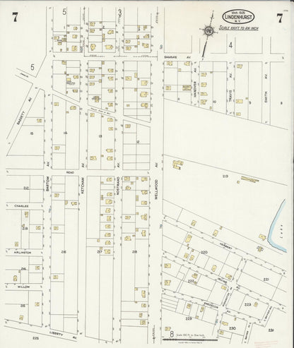Sanborn Fire Insurance Map from Lindenhurst, Suffolk County, New York (1925), Sheet #0007 - Complete Map Set gallery image, historic Sanborn map, vintage wall art, New York New York