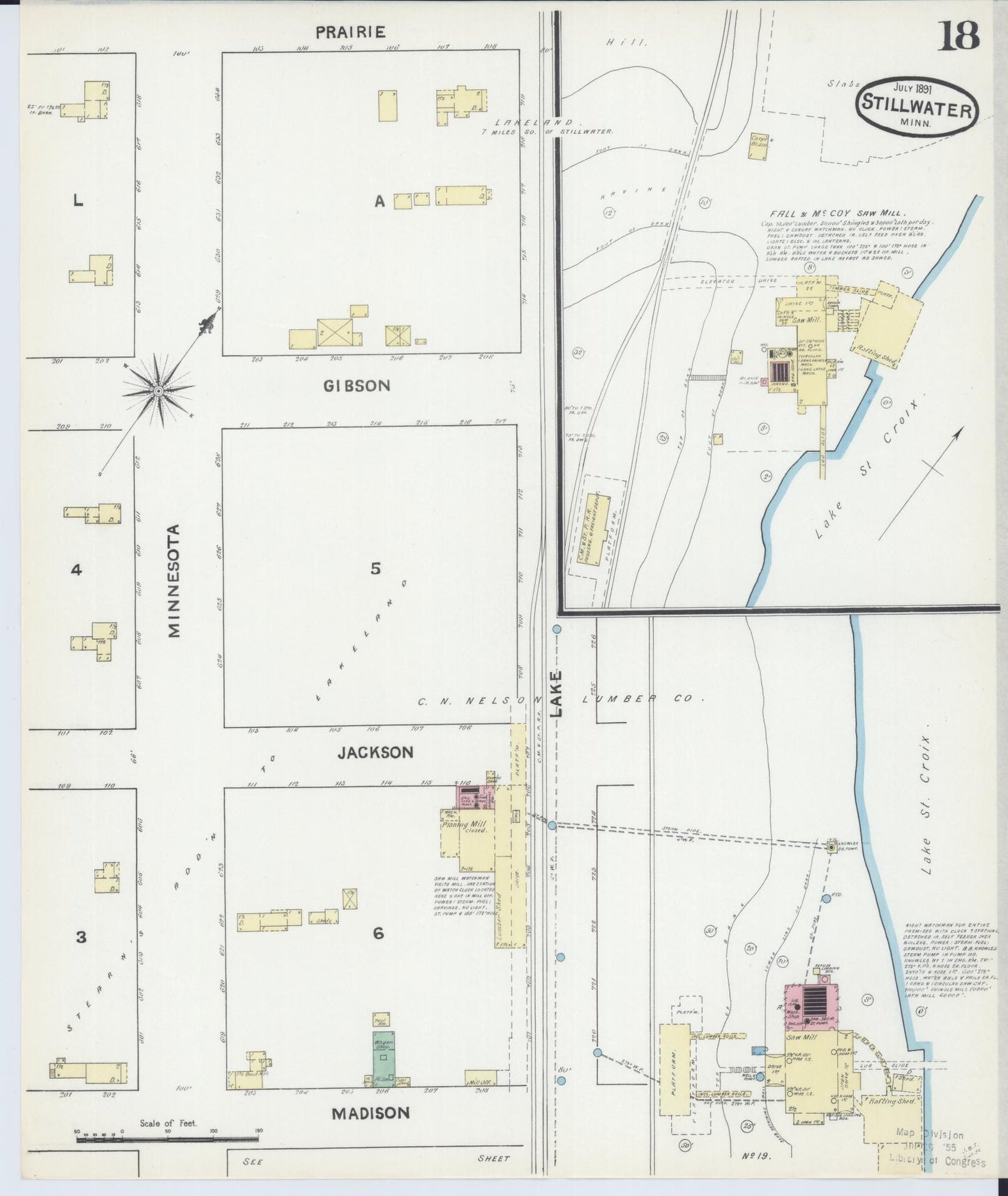 Sanborn Fire Insurance Map from Stillwater, Washington County, Minnesota (1891), Sheet #0018 - Complete Map Set gallery image, historic Sanborn map, vintage wall art, Minnesota Minnesota