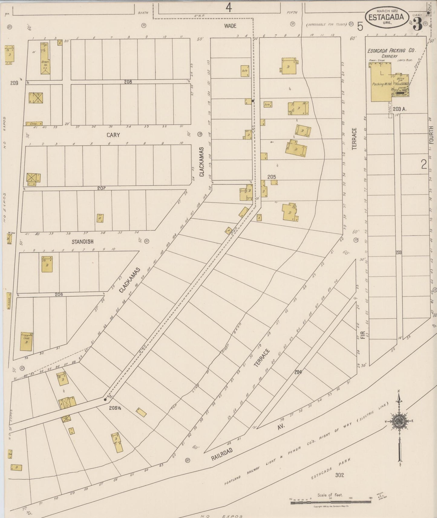 Sanborn Fire Insurance Map from Estacada, Clackamas County, Oregon (1922), Sheet #0003 - Complete Map Set gallery image, historic Sanborn map, vintage wall art, Oregon Oregon