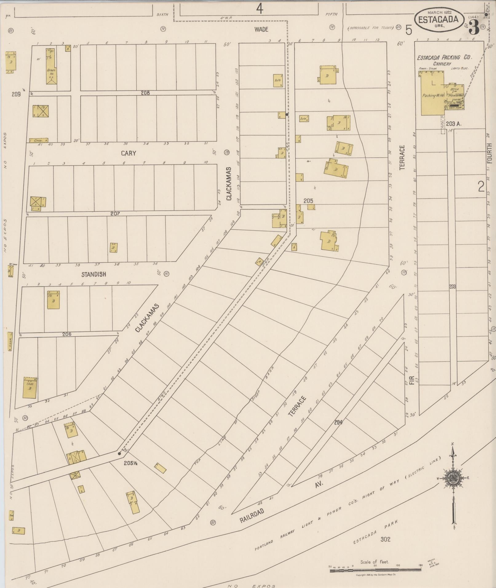 Sanborn Fire Insurance Map from Estacada, Clackamas County, Oregon (1922), Sheet #0003 - Complete Map Set gallery image, historic Sanborn map, vintage wall art, Oregon Oregon