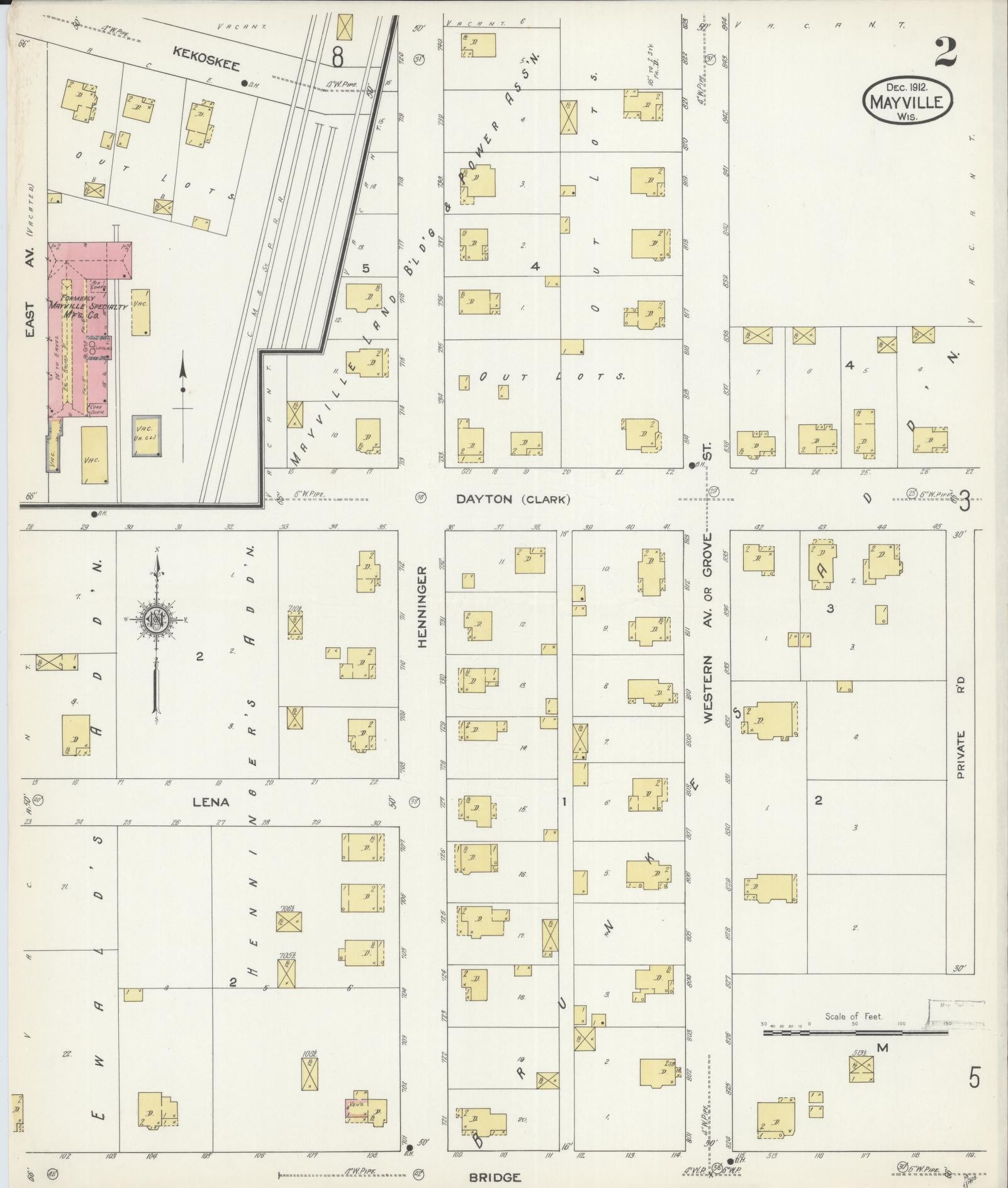 Sanborn Fire Insurance Map from Mayville, Dodge County, Wisconsin (1912), Sheet #0002 - Complete Map Set gallery image, historic Sanborn map, vintage wall art, Wisconsin Wisconsin