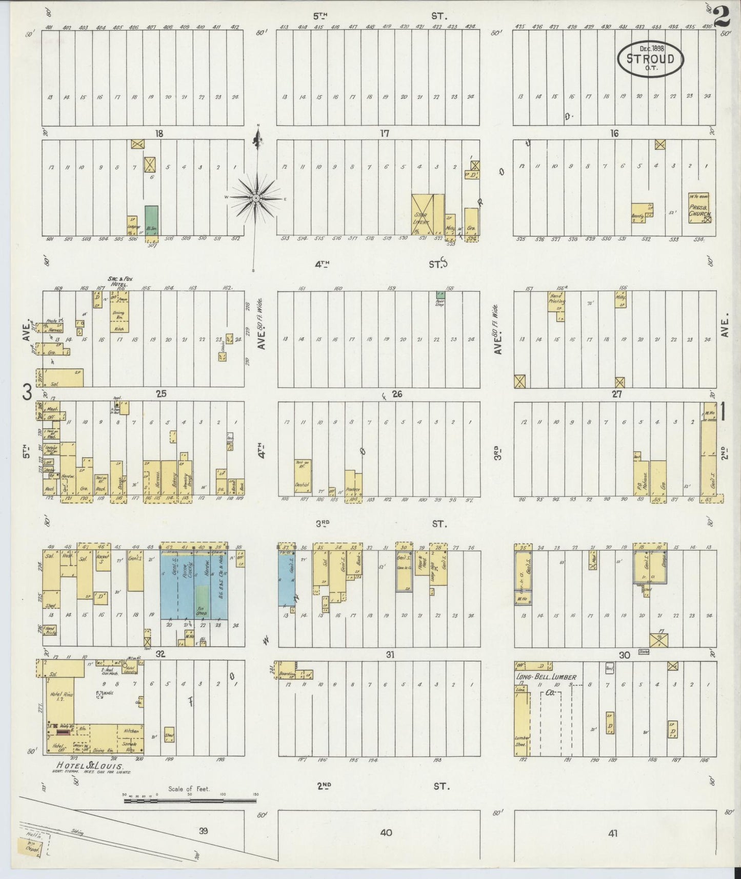 Sanborn Fire Insurance Map from Stroud, Lincoln County, Oklahoma (1898), Sheet #0002 - Historic Sanborn Fire Insurance Map Print, vintage old map wall art, antique decor, genealogy gift, Oklahoma Oklahoma map