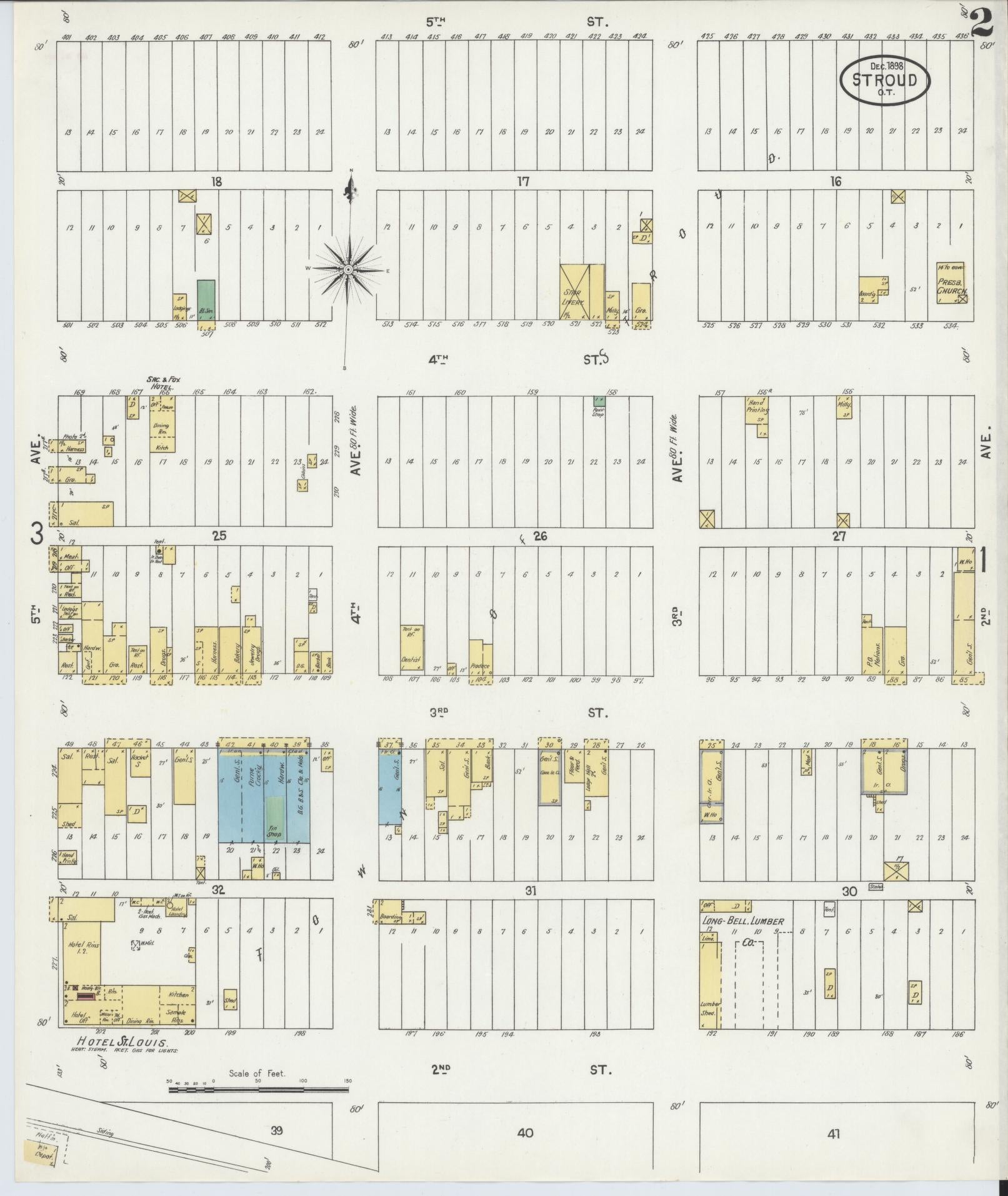 Sanborn Fire Insurance Map from Stroud, Lincoln County, Oklahoma (1898), Sheet #0002 - Historic Sanborn Fire Insurance Map Print, vintage old map wall art, antique decor, genealogy gift, Oklahoma Oklahoma map