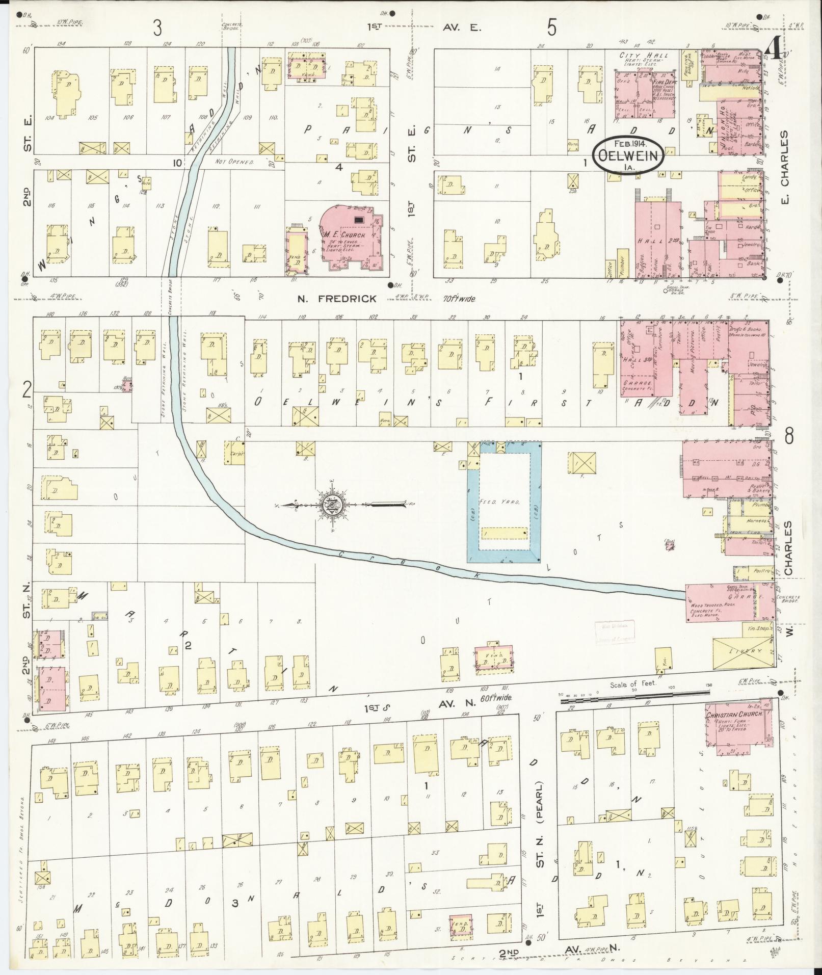 Sanborn Fire Insurance Map from Oelwein, Fayette County, Iowa (1914), Sheet #0004 - Historic Sanborn Fire Insurance Map Print