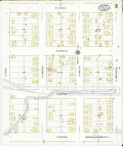 Sanborn Fire Insurance Map from Iola, Allen County, Kansas (1917), Sheet #0003 - Complete Map Set gallery image, historic Sanborn map, vintage wall art, Kansas Kansas