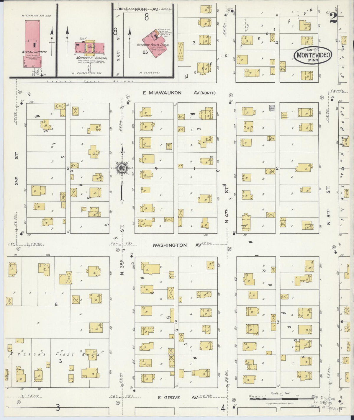 Sanborn Fire Insurance Map from Montevideo, Chippewa County, Minnesota (1917), Sheet #0002 - Complete Map Set gallery image, historic Sanborn map, vintage wall art, Minnesota Minnesota