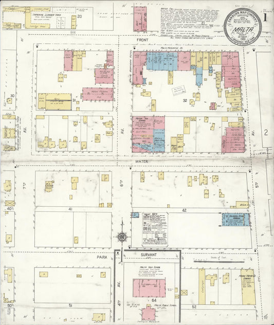 Sanborn Fire Insurance Map from Malta, Phillip County, Montana (1920), Sheet #0001 - Historic Sanborn Fire Insurance Map Print, vintage old map wall art, antique decor, genealogy gift, Montana Montana map