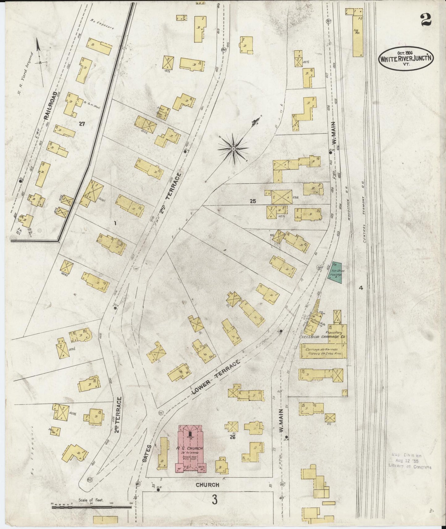 Sanborn Fire Insurance Map from White River Junction, Windsor County, Vermont (1906), Sheet #0002 - Complete Map Set gallery image, historic Sanborn map, vintage wall art, Vermont Vermont