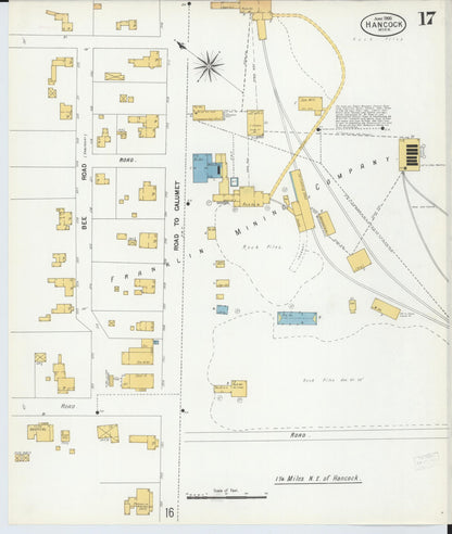 Sanborn Fire Insurance Map from Houghton, Houghton County, Michigan (1900), Sheet #0017 - Historic Sanborn Fire Insurance Map Print, vintage old map wall art, antique decor, genealogy gift, Michigan Michigan map