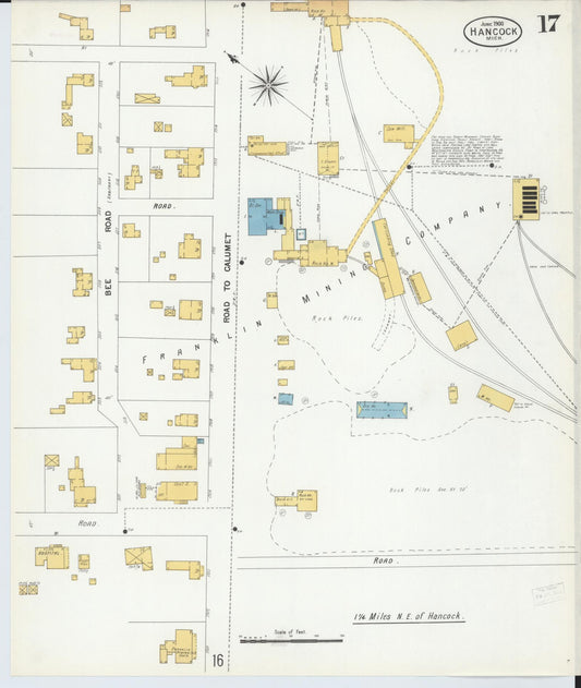 Sanborn Fire Insurance Map from Houghton, Houghton County, Michigan (1900), Sheet #0017 - Historic Sanborn Fire Insurance Map Print, vintage old map wall art, antique decor, genealogy gift, Michigan Michigan map