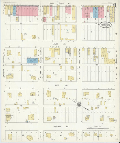 Sanborn Fire Insurance Map from Hereford, Deaf Smith County, Texas (1913), Sheet #0004 - Complete Map Set gallery image, historic Sanborn map, vintage wall art, Texas Texas