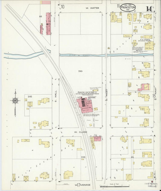 Sanborn Fire Insurance Map from Princeton, Gibson County, Indiana (1914), Sheet #0014 - Historic Sanborn Fire Insurance Map Print, vintage old map wall art, antique decor, genealogy gift, Indiana Indiana map