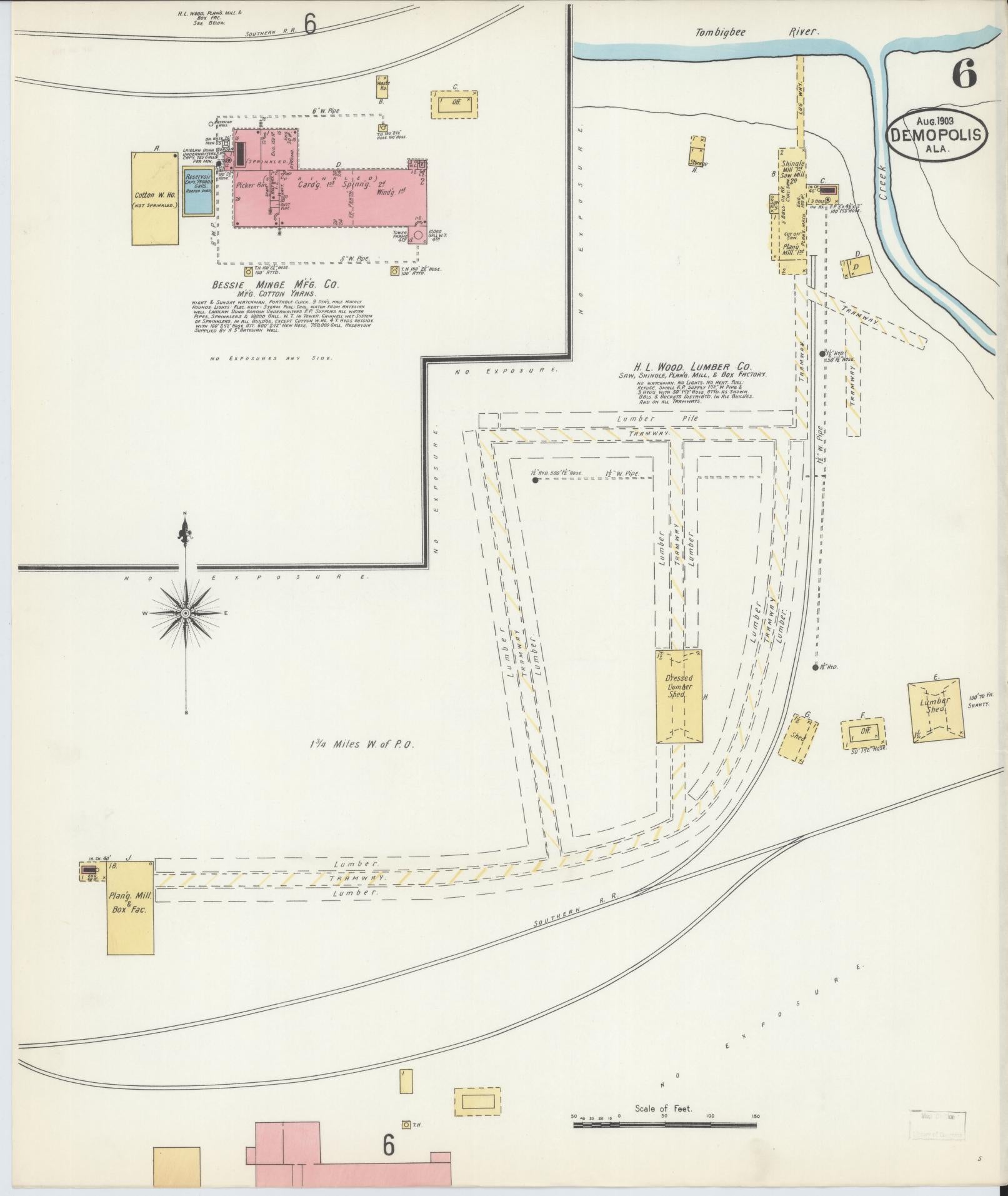 Sanborn Fire Insurance Map from Demopolis, Marengo County, Alabama (1903), Sheet #0006 - Complete Map Set gallery image, historic Sanborn map, vintage wall art, Alabama Alabama
