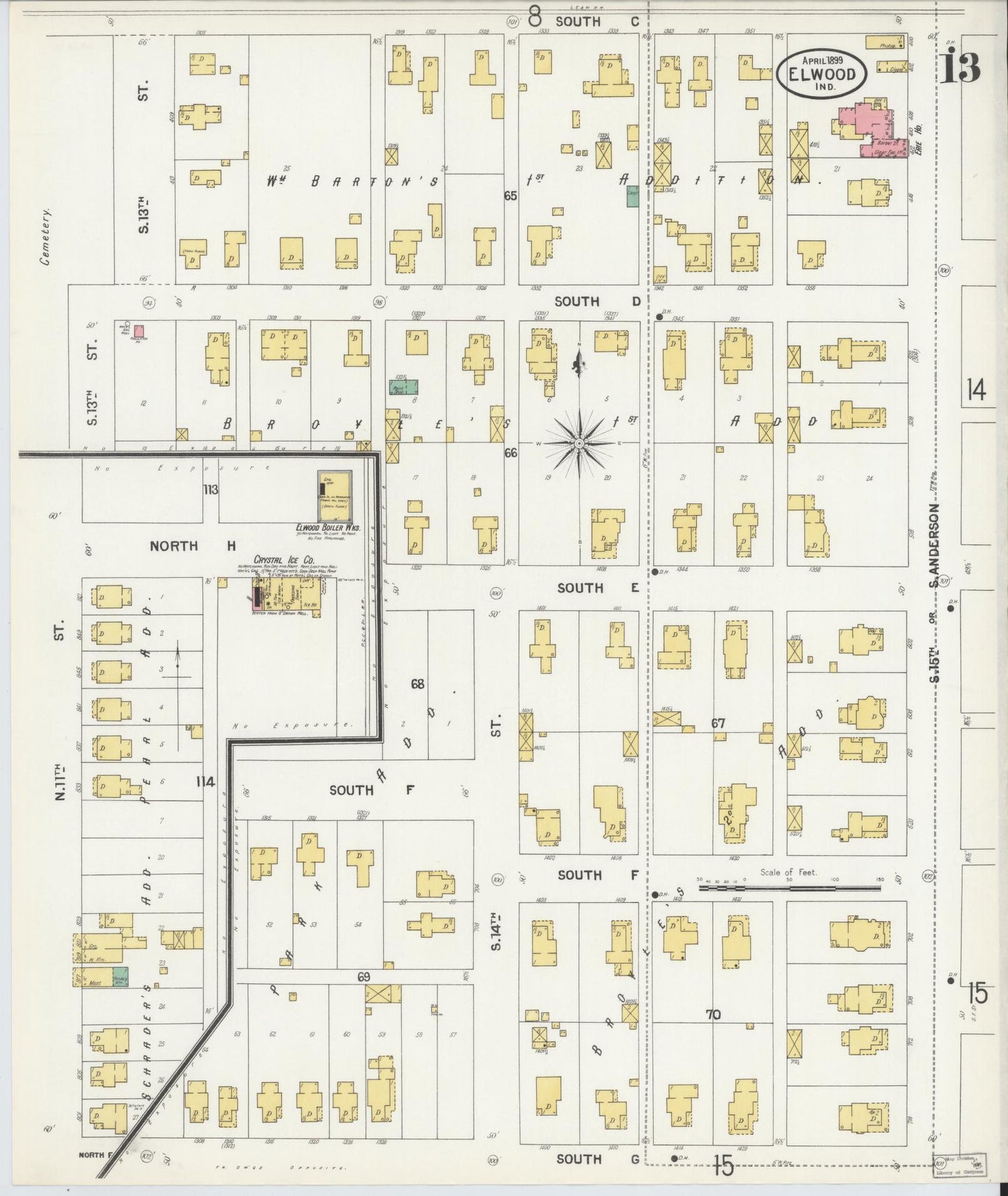 Sanborn Fire Insurance Map from Elwood, Madison County, Indiana (1899), Sheet #0013 - Complete Map Set gallery image, historic Sanborn map, vintage wall art, Indiana Indiana