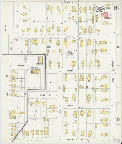 Sanborn Fire Insurance Map from Elwood, Madison County, Indiana (1899), Sheet #0013 - Complete Map Set gallery image, historic Sanborn map, vintage wall art, Indiana Indiana