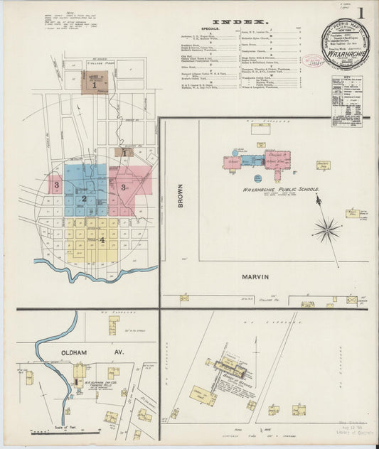 Sanborn Fire Insurance Map from Waxahachie, Ellis County, Texas (1890), Sheet #0001 - Complete Map Set gallery image, historic Sanborn map, vintage wall art, Texas Texas