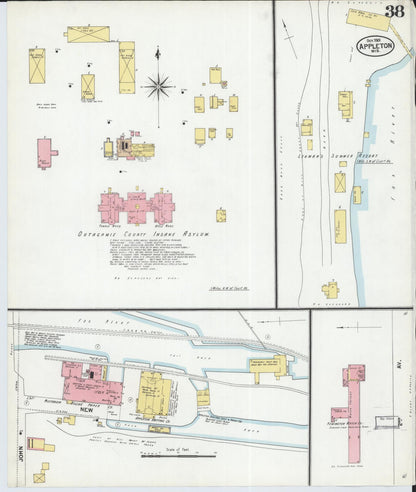 Sanborn Fire Insurance Map from Appleton, Outagamie County, Wisconsin (1901), Sheet #0038 - Complete Map Set gallery image, historic Sanborn map, vintage wall art, Wisconsin Wisconsin