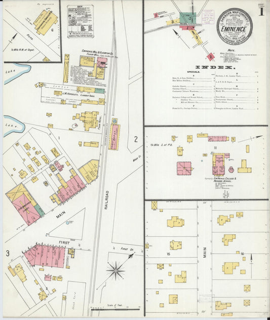 Sanborn Fire Insurance Map from Eminence, Henry County, Kentucky (1903), Sheet #0001 - Complete Map Set gallery image, historic Sanborn map, vintage wall art, Kentucky Kentucky