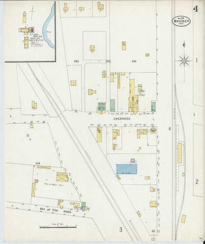 Sanborn Fire Insurance Map from Wagoner, Wagoner County, Oklahoma (1898), Sheet #0004 - Complete Map Set gallery image, historic Sanborn map, vintage wall art, Oklahoma Oklahoma